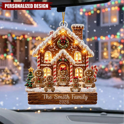 Personalized Gingerbread Family Ornament - Custom Acrylic Christmas Keepsake Gift
