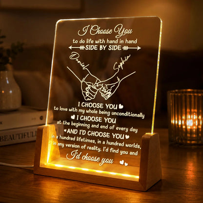 I Choose You Personalized LED Acrylic Plaque - Custom Couple Gift for Wife & Husband