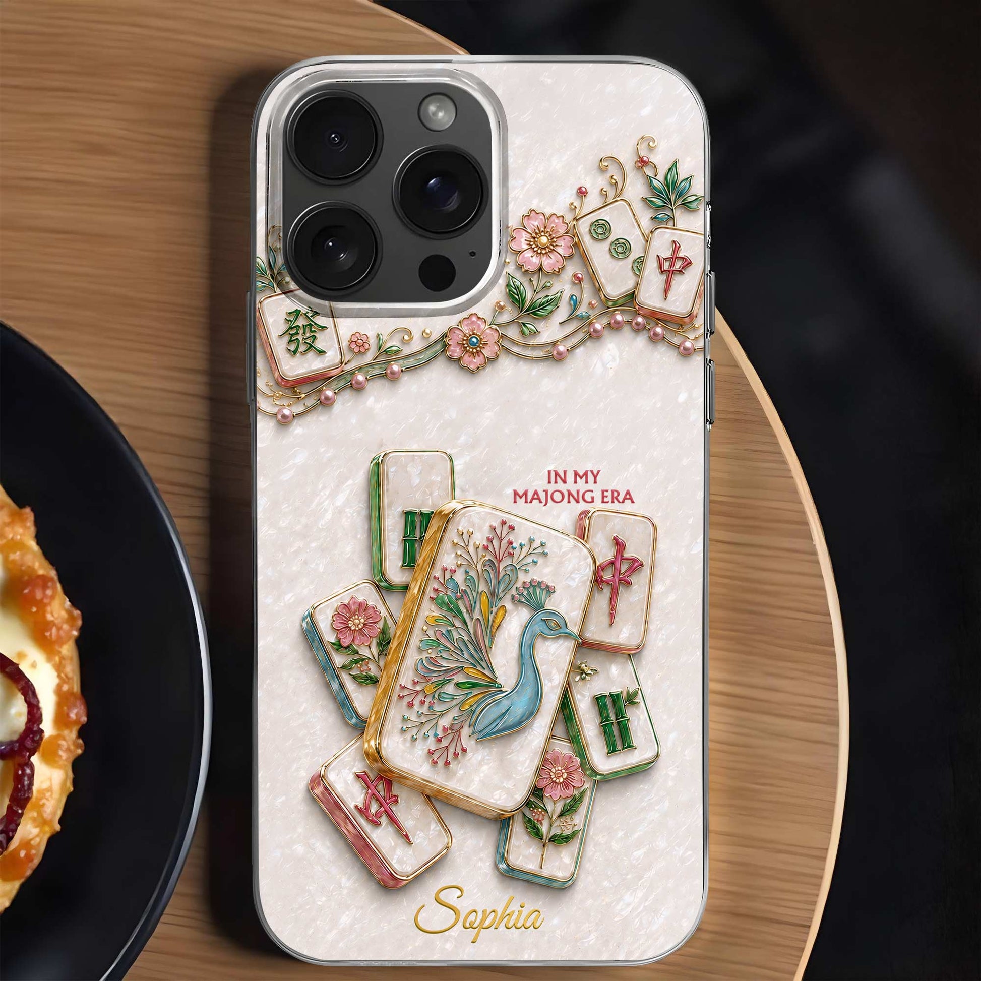 Custom Mahjong Phone Case for Mom with personalized design details for meaningful gifting