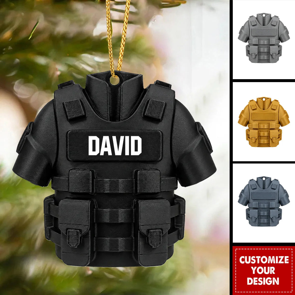 Custom Police Vest Uniform Wooden Ornament - Personalized Name Keepsake for Law Enforcement
