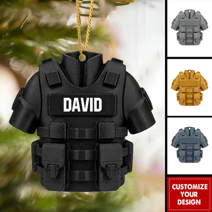 Custom Police Vest Uniform Wooden Ornament - Personalized Name Keepsake for Law Enforcement