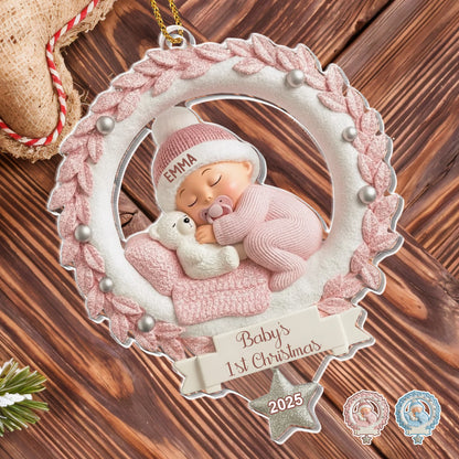 Baby's 1st Christmas, Baby And Wreath Ornament