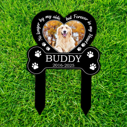 You Left Paw Prints On My Heart - Personalized Dog Photo Memorial Garden Stake for Yard