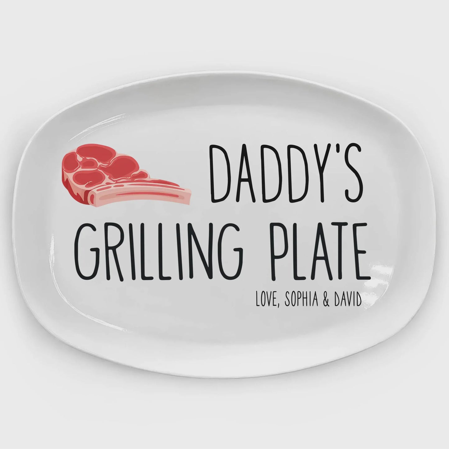 "Daddy's Grilling Plate" Personalized BBQ Platter - Custom Grill Master Gift for Dad