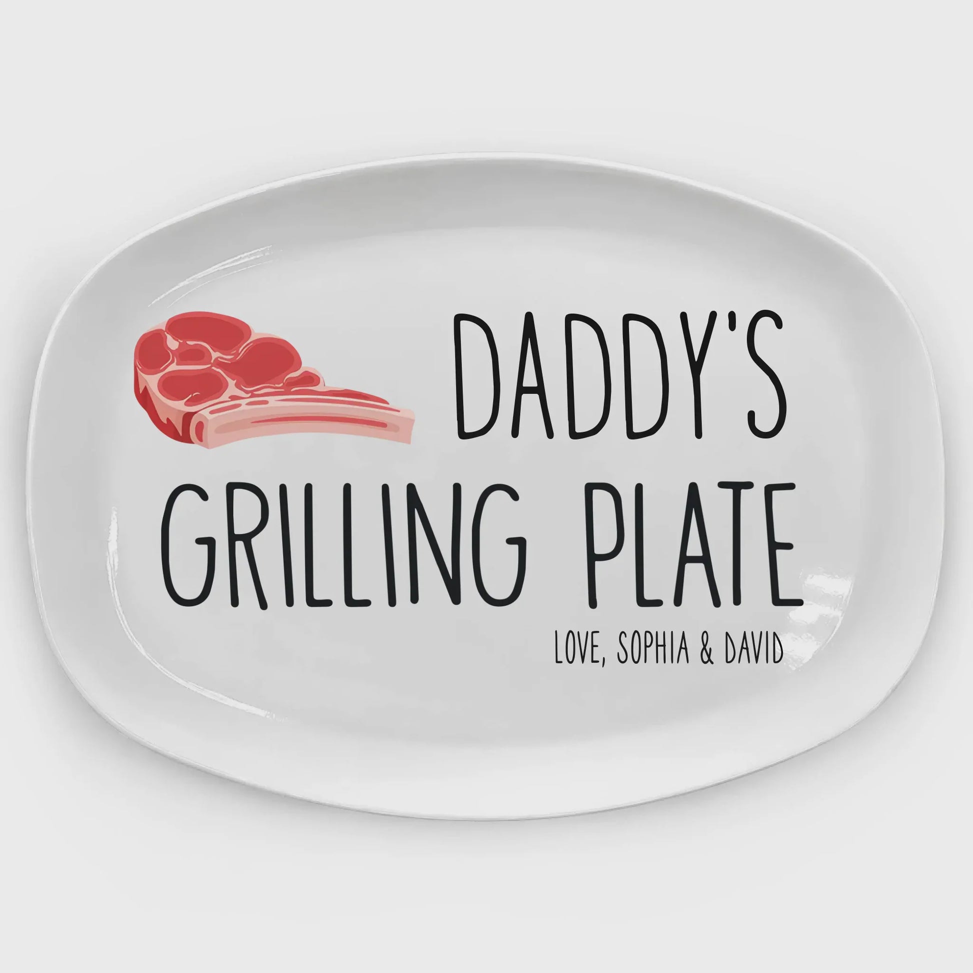 "Daddy's Grilling Plate" Personalized BBQ Platter - Custom Grill Master Gift for Dad