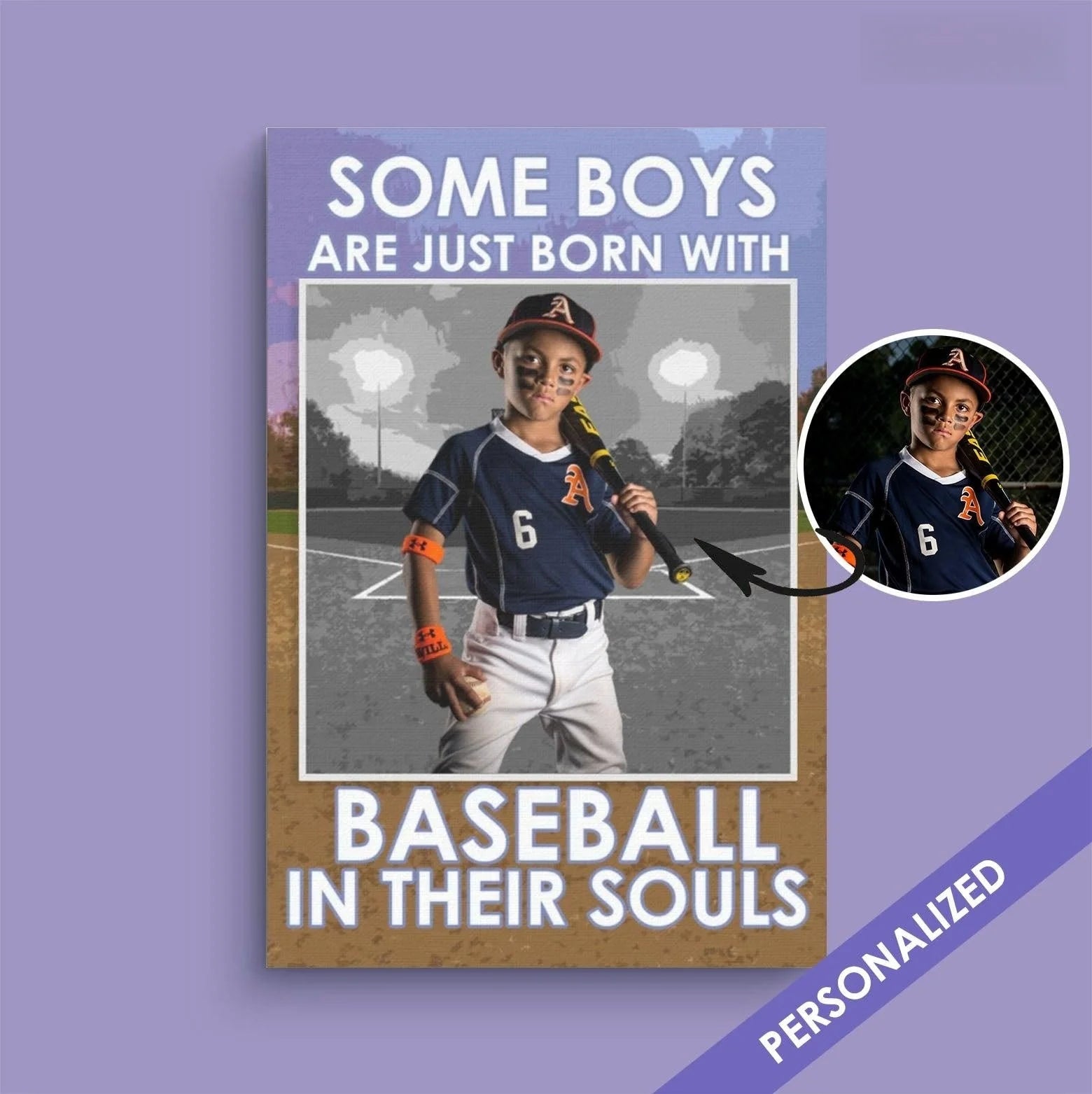 Some Boys Are Born With Baseball In Their Souls - Custom Photo Canvas / Poster for Son