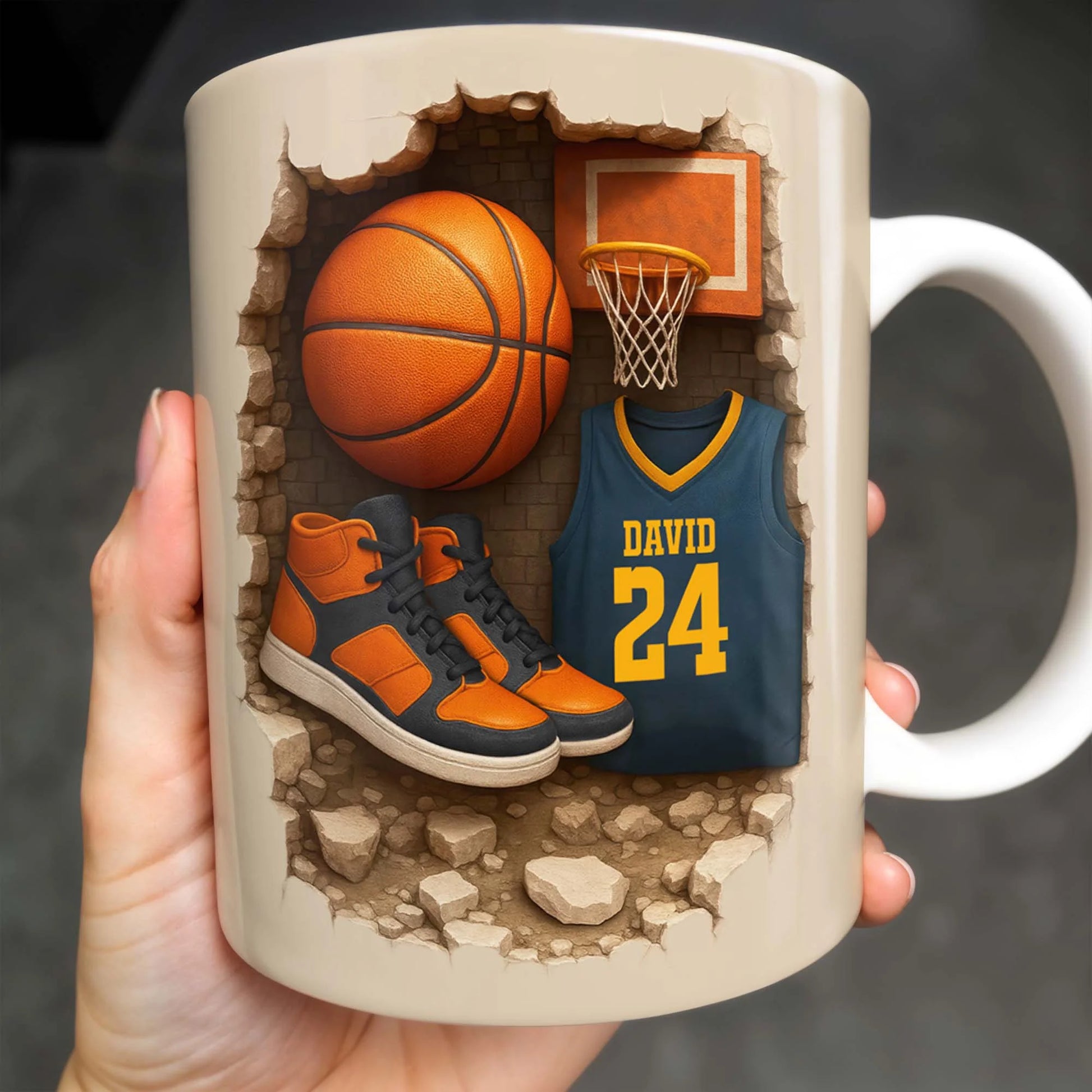Personalized Basketball Mug personalization view for Son/Grandson