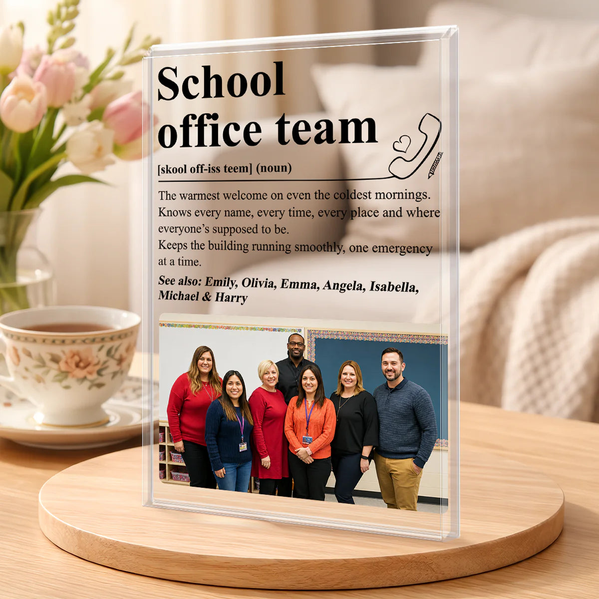 Personalized School Office Team Plaque personalization view for Coworker / Boss