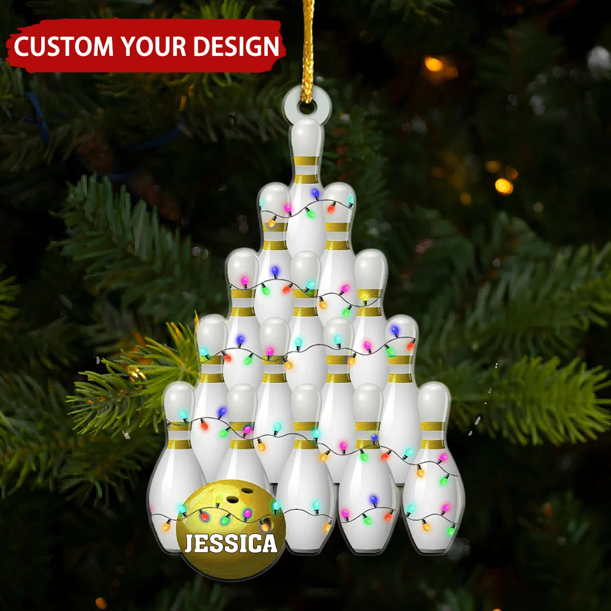 Personalized Bowling Christmas Ornament - Custom Acrylic Tree Keepsake for Bowlers