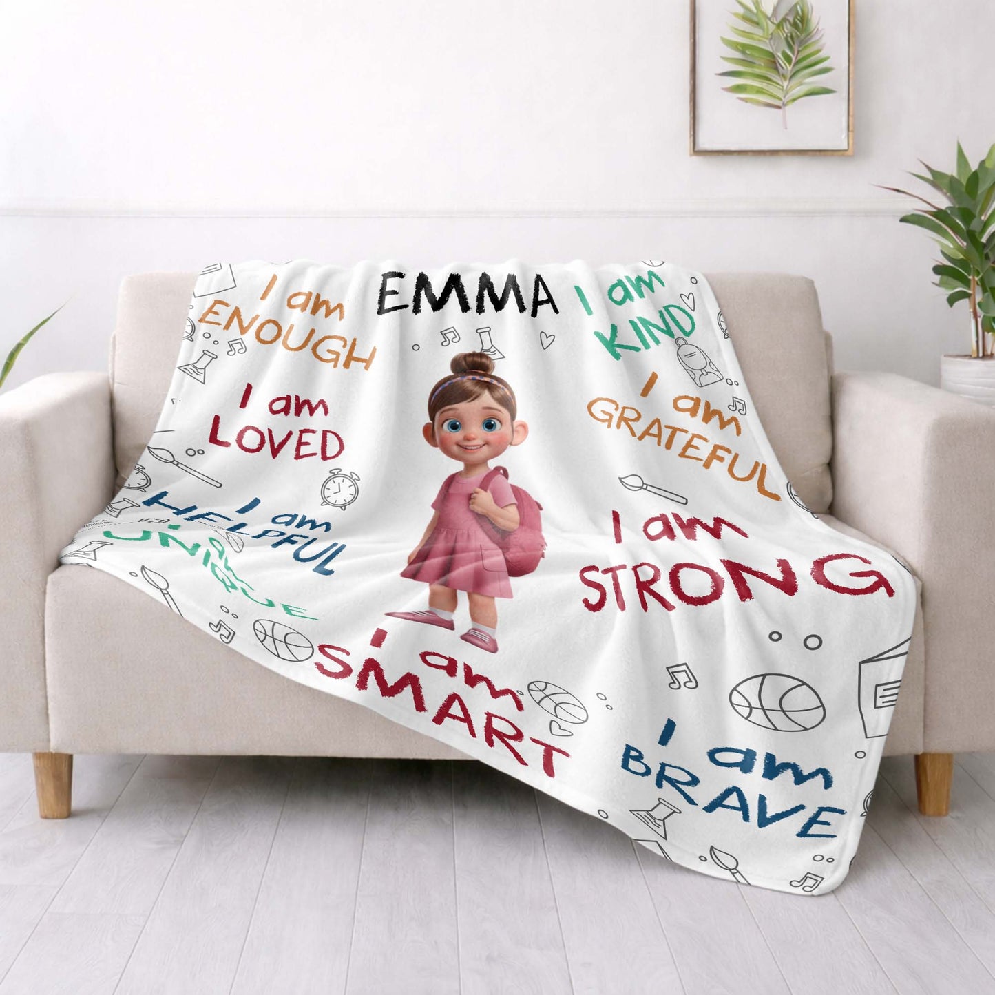 Blanket material and size view - Personalized Kids Affirmation Blanket