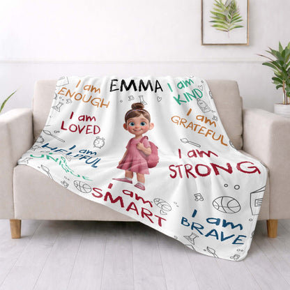 Blanket material and size view - Personalized Kids Affirmation Blanket
