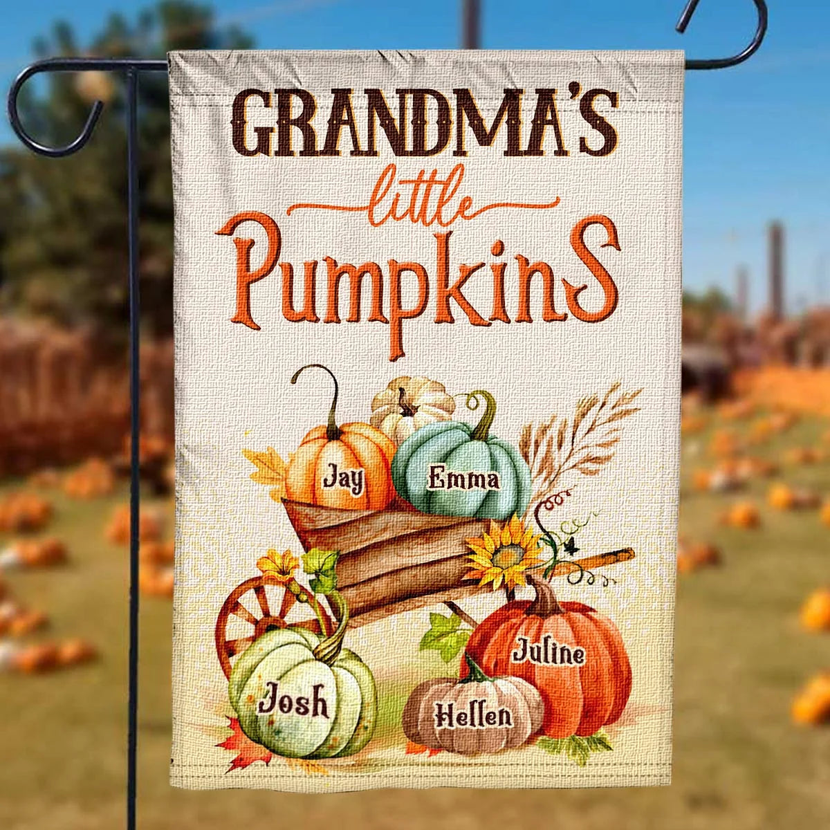 "Grandma's Little Pumpkins" Personalized Garden Flag - Custom Fall Decor for Grandma
