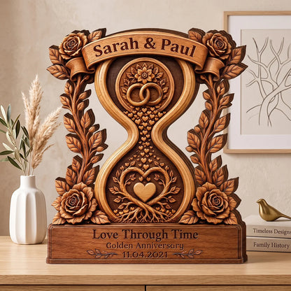 Personalized anniversary wooden plaque with hourglass design for couples keepsake gift decor image 6