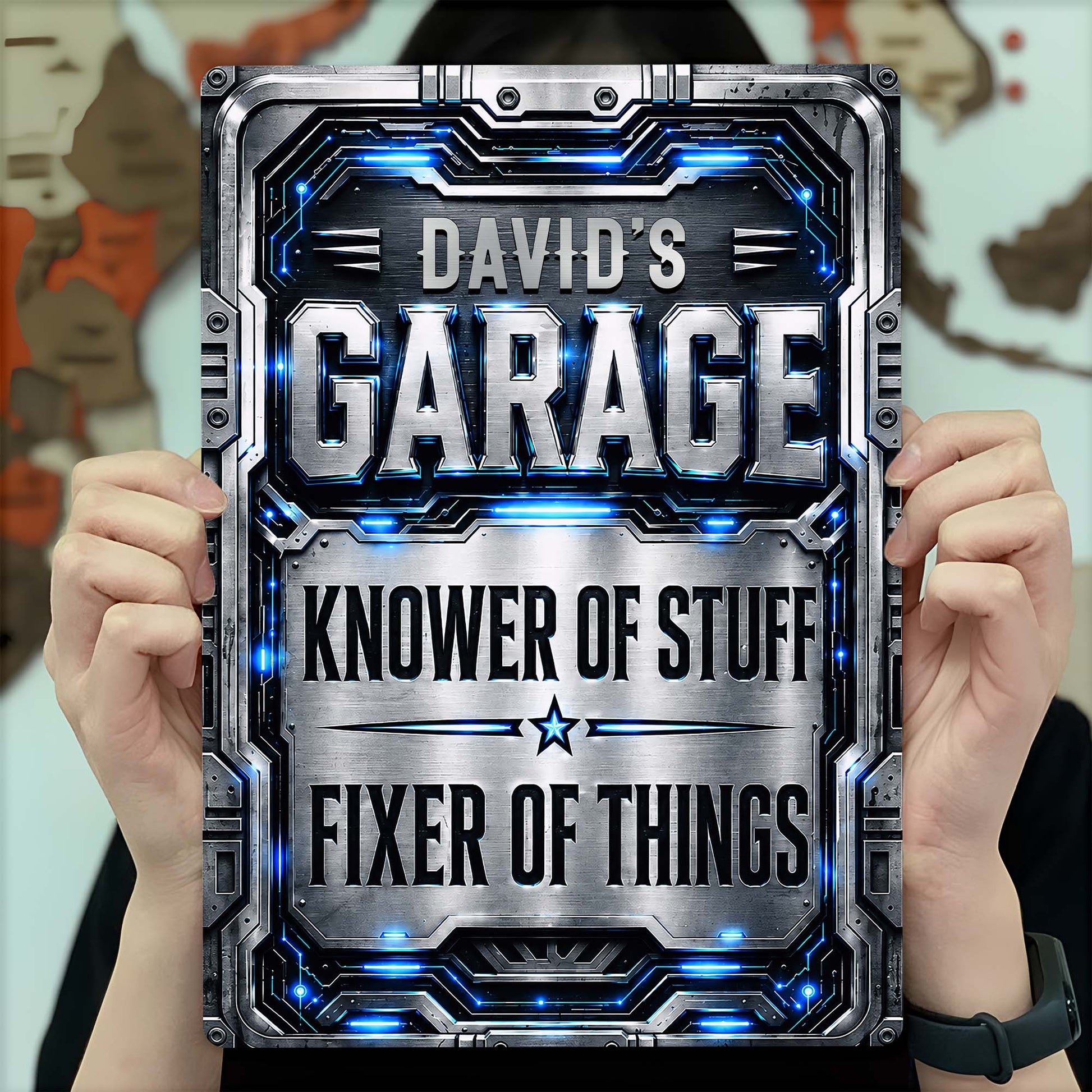 Metal Sign material and size view - Personalized Garage Metal Sign