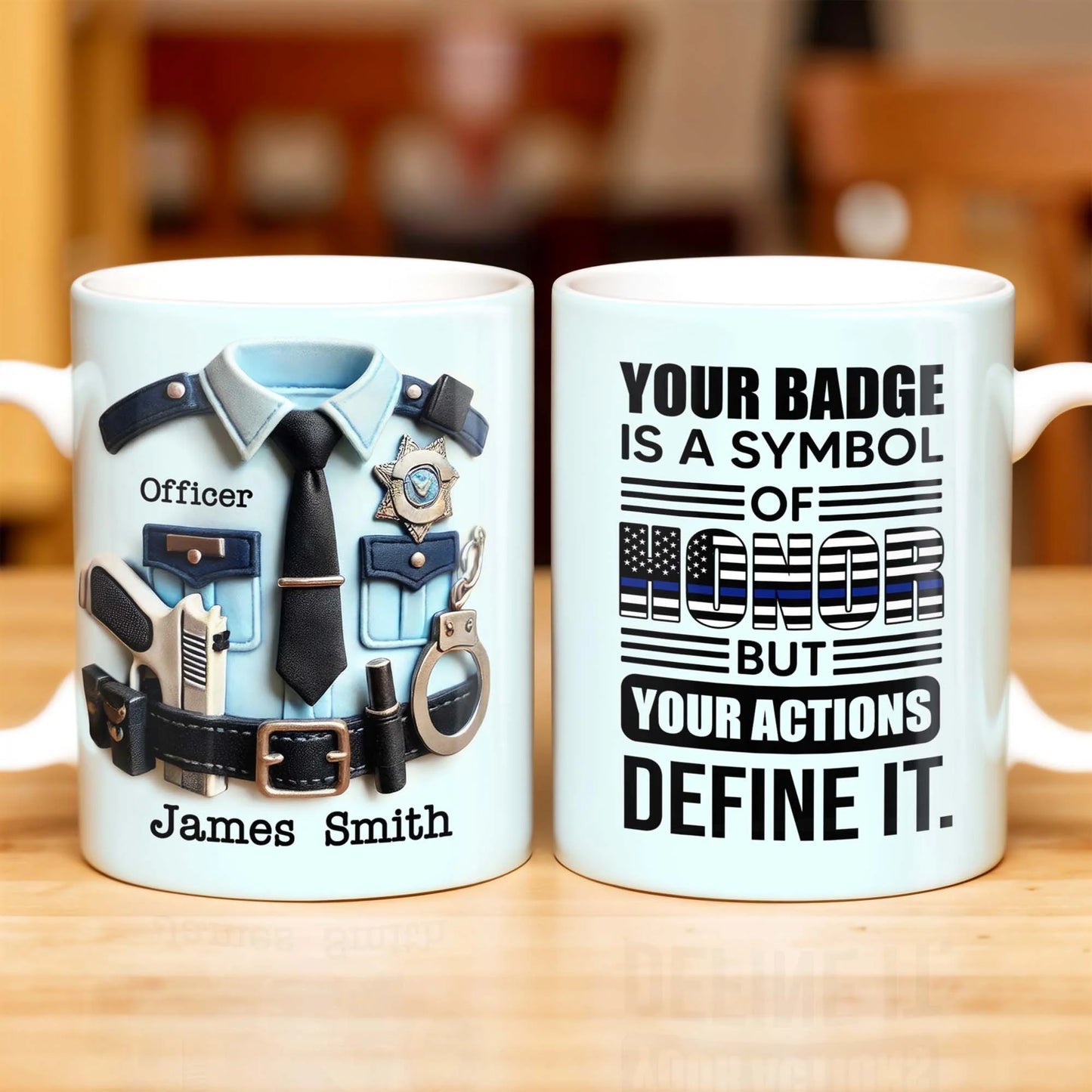 Mug material and size view - Custom Police Officer Mug