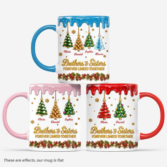 Forever Linked Together Personalized Sibling Mug - Custom Christmas Gift for Brothers and Sisters