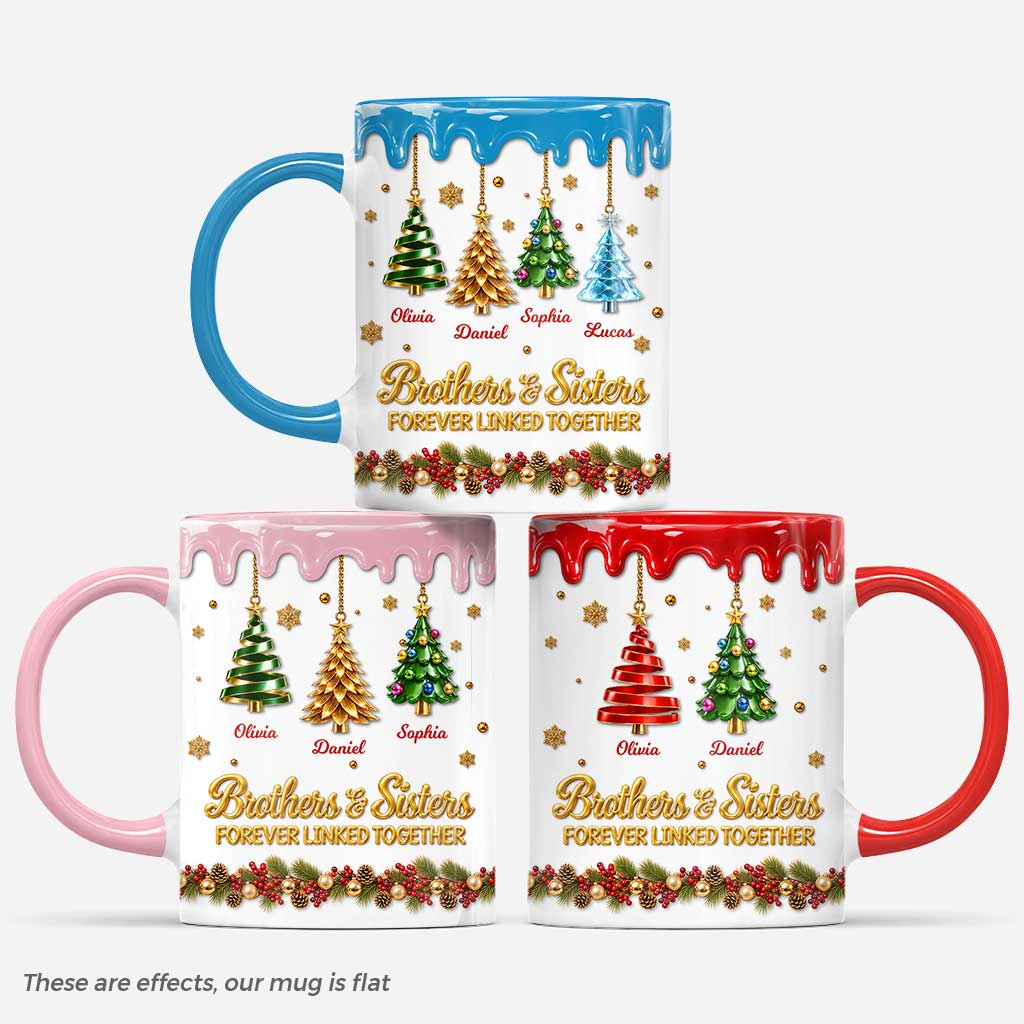 Forever Linked Together Personalized Sibling Mug - Custom Christmas Gift for Brothers and Sisters