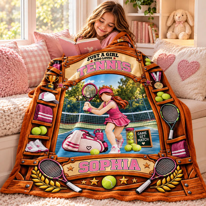 Custom Just A Girl Who Loves Tennis Blanket, Gift For Tennis Lovers L0411 Tm01 KL07