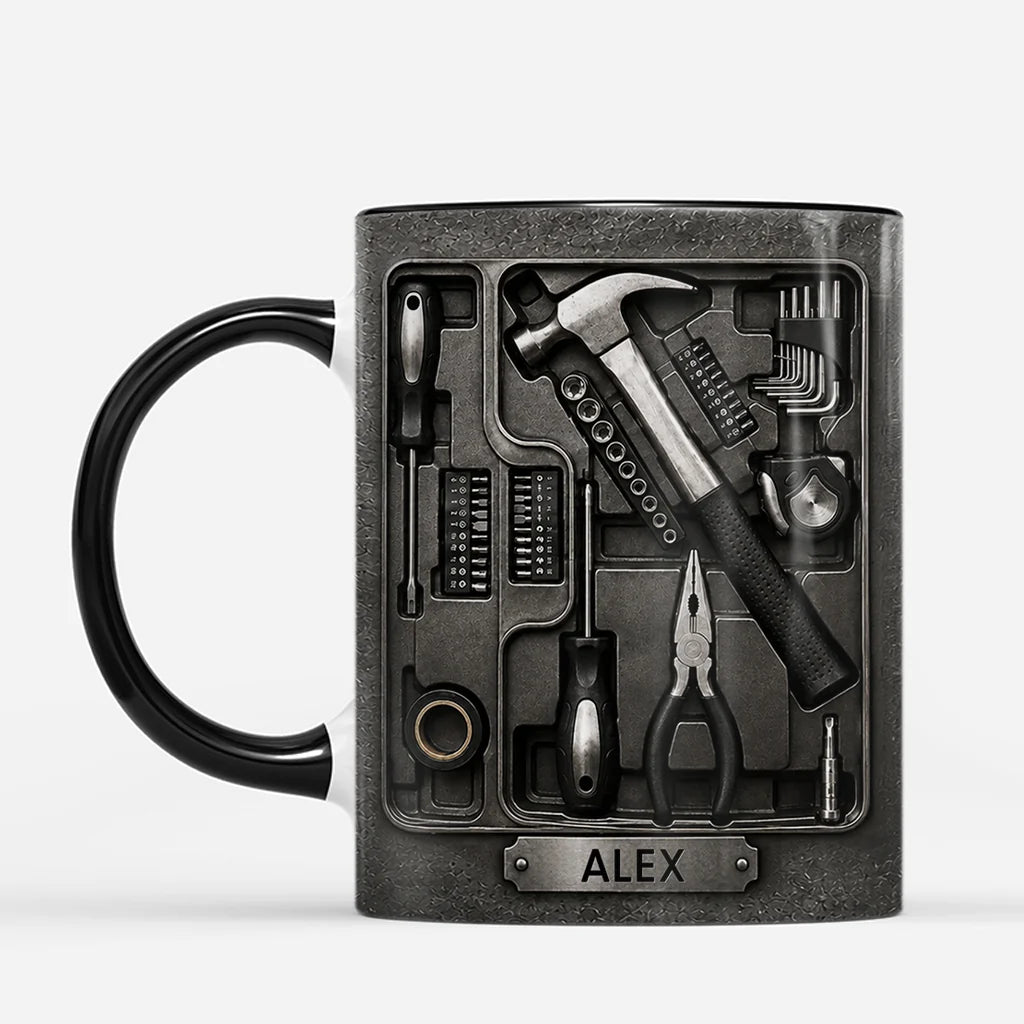 Personalized Toolbox Mug - Custom Name Mechanic Handyman Coffee Cup