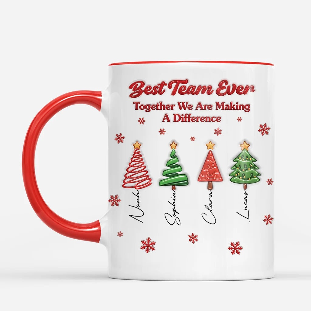 Best Team Ever Personalized Mug - Custom Christmas Tree Coffee Cup for Coworkers, Team & Boss