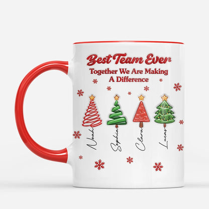 Best Team Ever Personalized Mug - Custom Christmas Tree Coffee Cup for Coworkers, Team & Boss