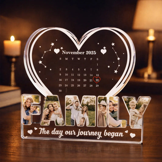 Custom shape acrylic plaque with personalized photo print and names for husband and dad anniversary gift