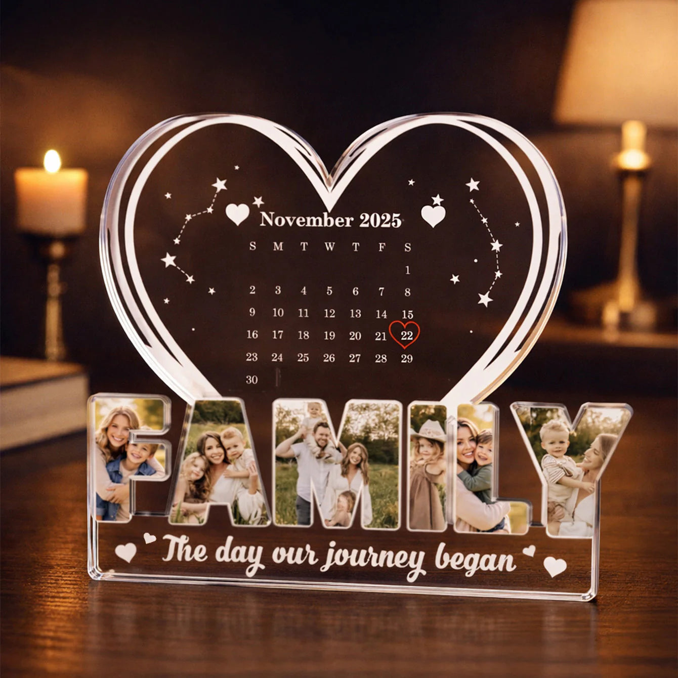 Custom shape acrylic plaque with personalized photo print and names for husband and dad anniversary gift