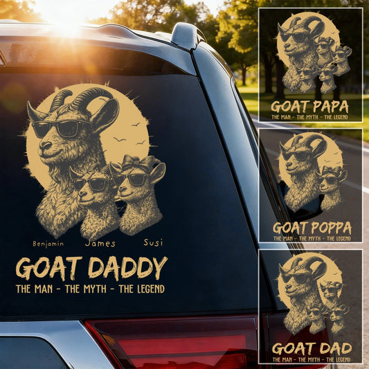 Custom Goat Dad Car Decal for Dad with personalized design details for meaningful gifting