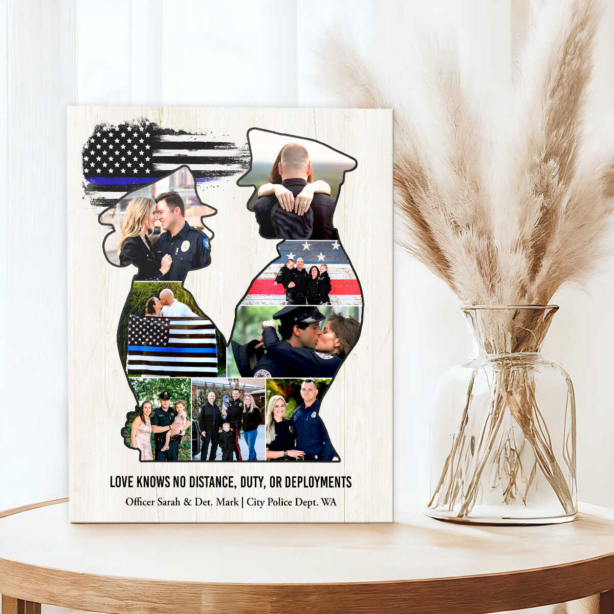 Canvas / Poster material and size view - Personalized Police Couple Canvas