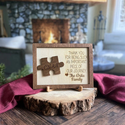 Personalized teacher appreciation plaque featuring custom wooden sign design with wooden stand for desk decoration image 8