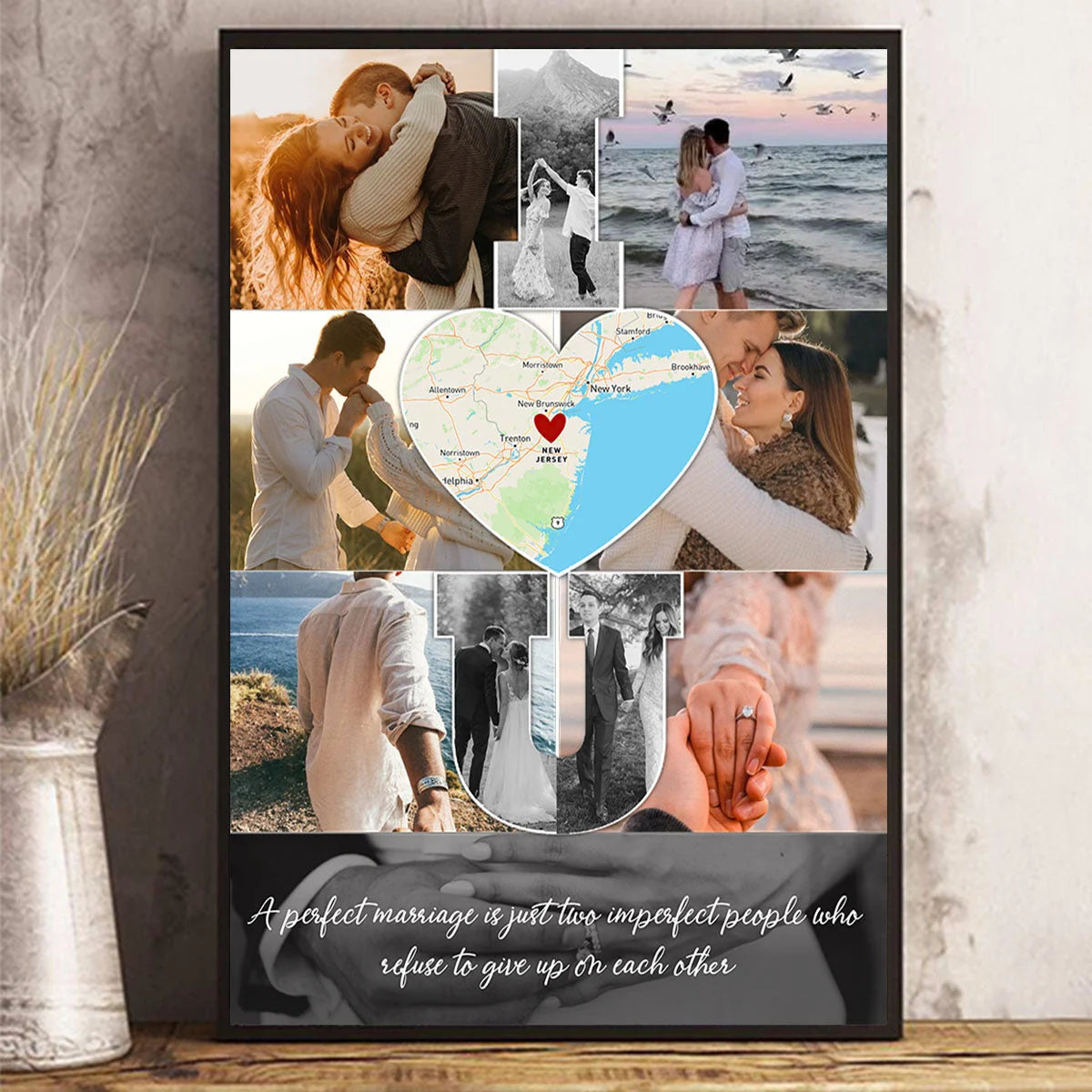 Canvas / Poster material and size view - Custom Couple Photo Canvas