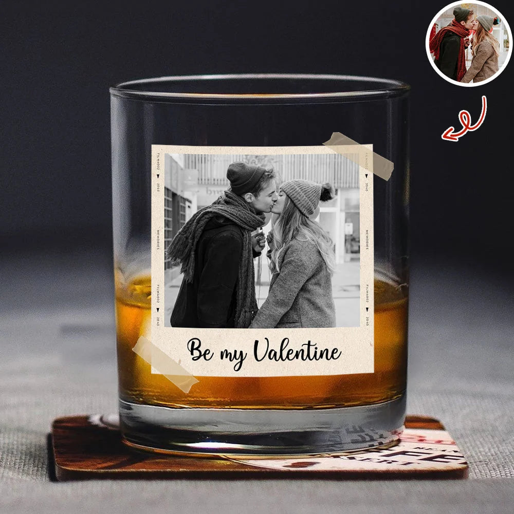 Together Forever Personalized Whiskey Glass for Husband - Custom Photo Rocks Glass Valentine Gift
