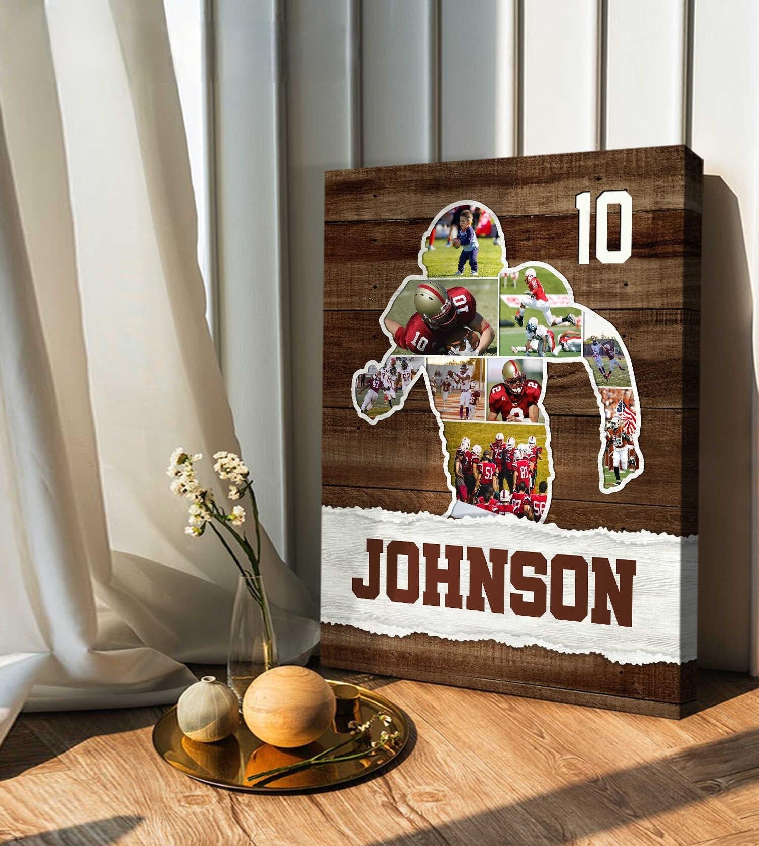 Canvas / Poster material and size view - Custom Football Photo Collage