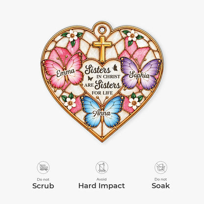 Sisters In Christ Are Sisters For Life Personalized Acrylic Ornament - Christmas Gift for Best Friends