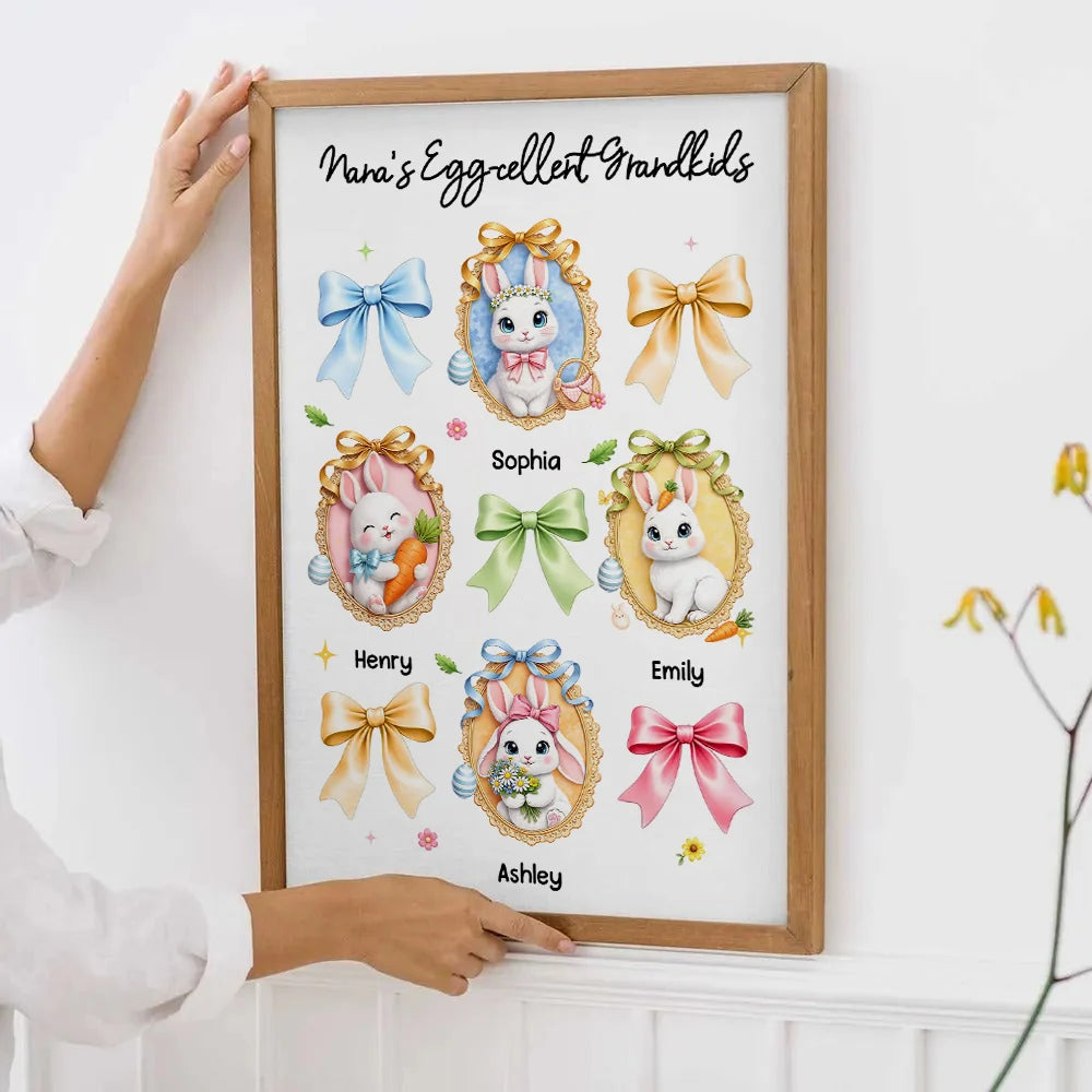 Nana's Egg-cellent Grandkids Personalized Canvas / Poster - Custom Easter Gift for Grandma and Mom
