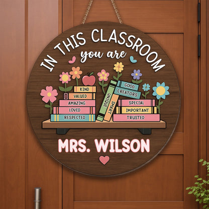 Personalized Teacher Classroom Wood Sign personalization view for Teacher