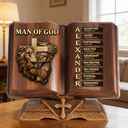 Personalized christian plaque with Man of God text custom print - unique religious gift for dad and husband