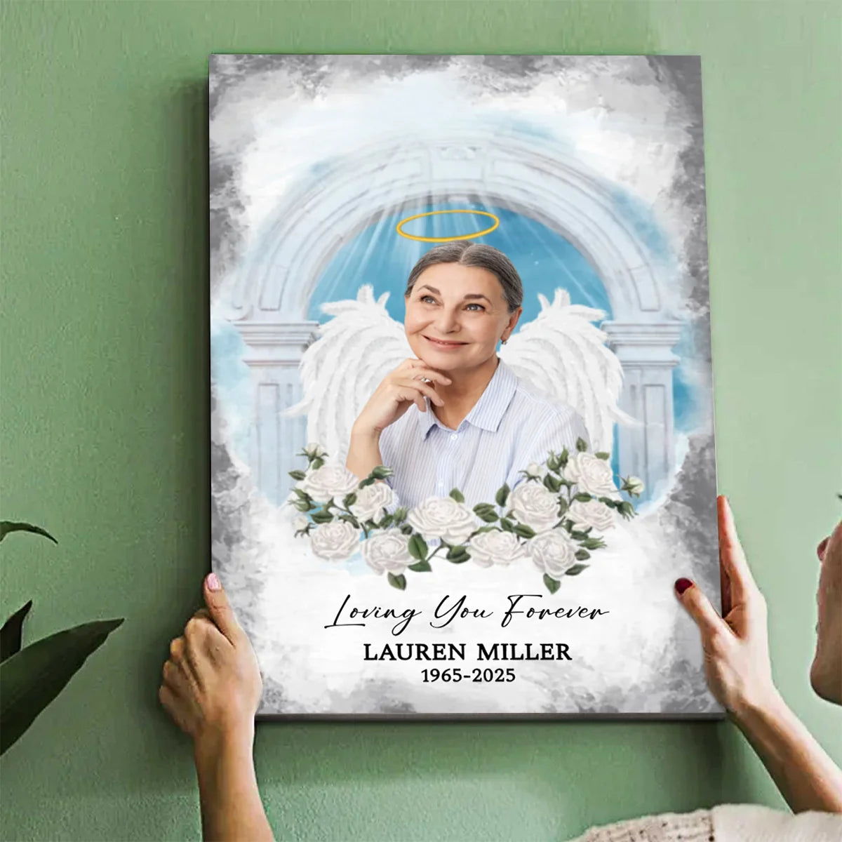 "Loving You Forever" Personalized Memorial Canvas / Poster for Family -  Custom Photo Sympathy Remembrance Gift