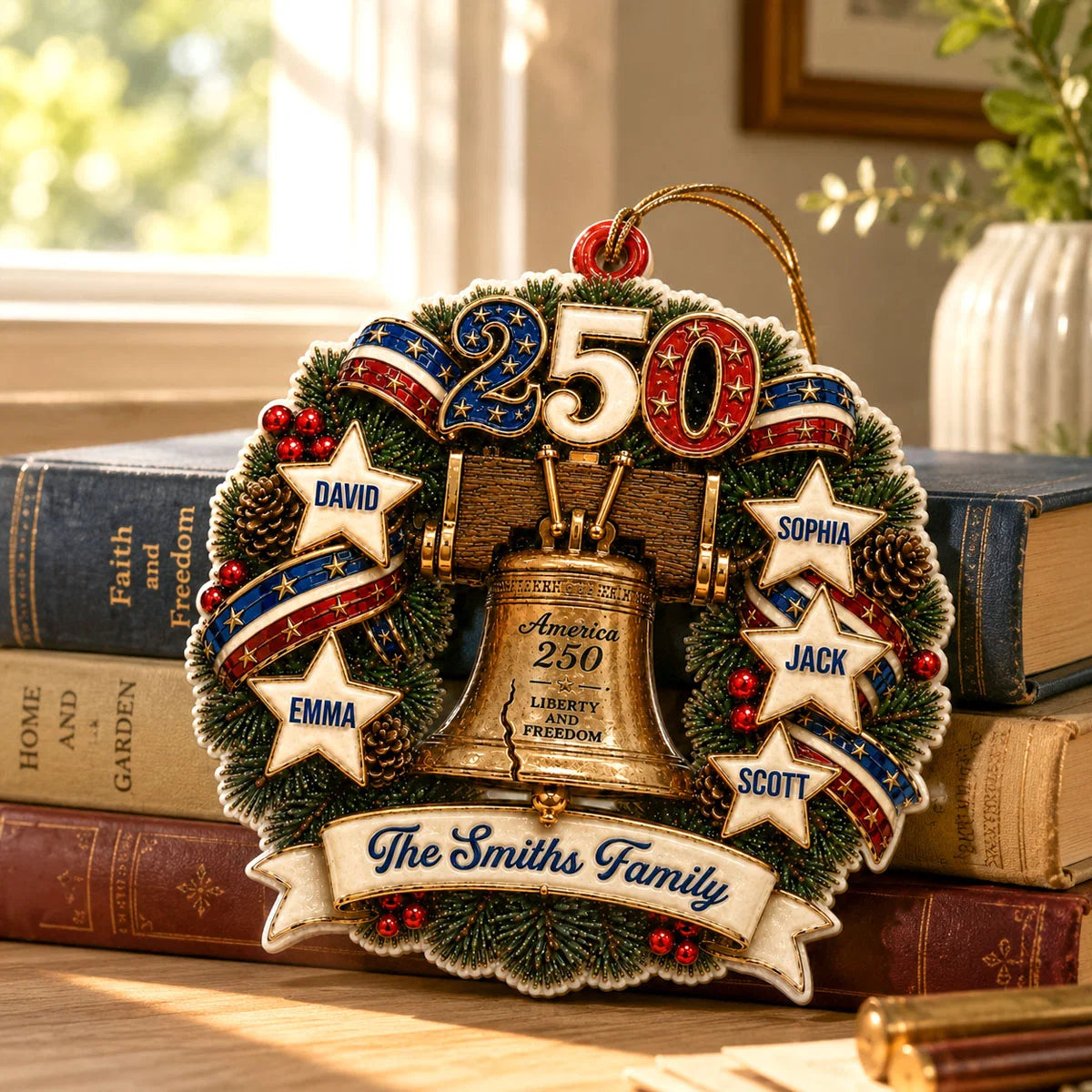 America 250 Liberty and Freedom Acrylic Ornament - Personalized Family Keepsake Holiday Gift