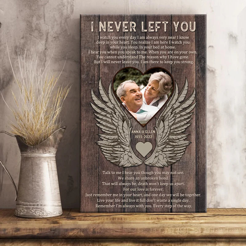 I Never Left You Personalized Memorial Canvas / Poster - Custom Photo Sympathy Keepsake for Loved One