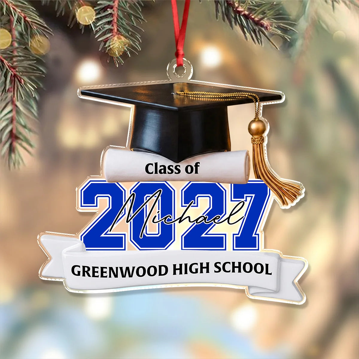 Class of 2026 2027 Personalized Acrylic Ornament - Custom Graduation Keepsake Gift for Senior