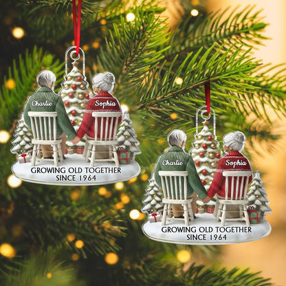 Growing Old Together Since Personalized Acrylic Ornament - Custom Couple Christmas Keepsake Gift for Husband and Wife
