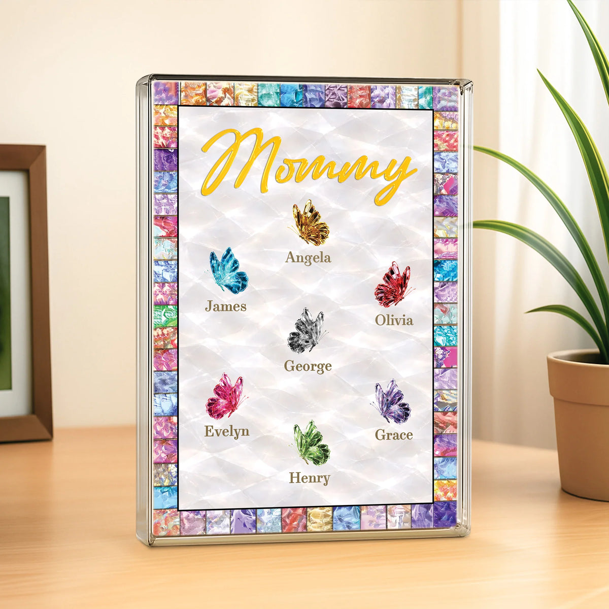 Personalized Mom Acrylic Plaque - Custom Butterfly Keepsake for Grandma