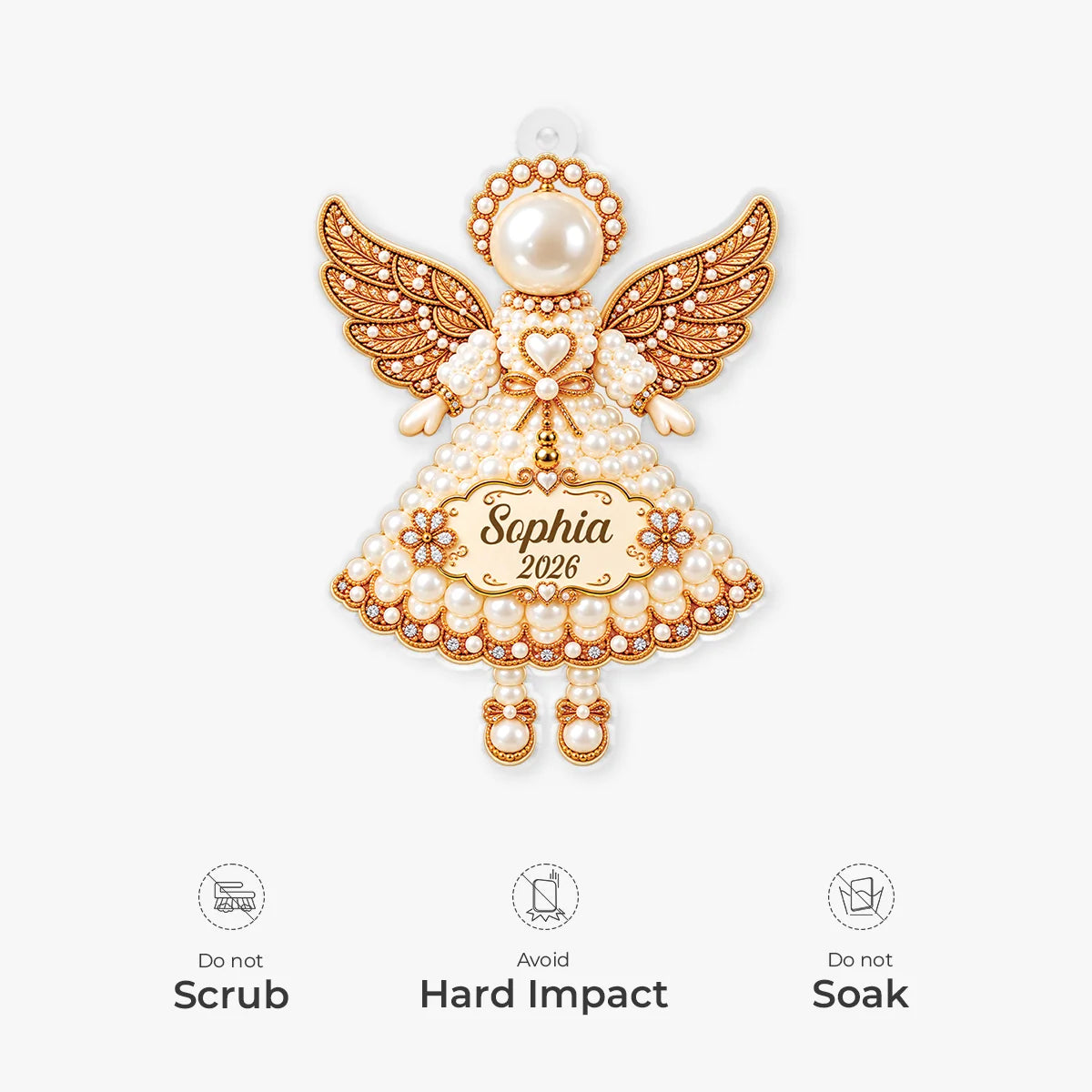 Personalized Beaded Angel Acrylic Ornament - Custom Name Memorial Keepsake Gift for Christmas
