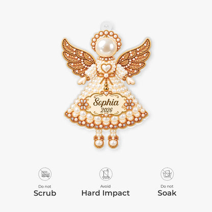 Personalized Beaded Angel Acrylic Ornament - Custom Name Memorial Keepsake Gift for Christmas