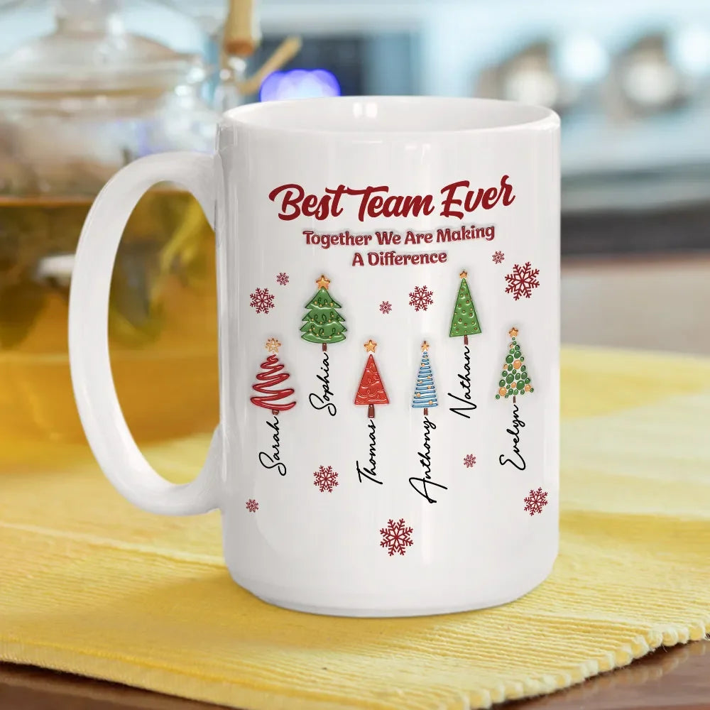 Best Team Ever Personalized Mug - Custom Christmas Coworker Coffee Cup Gift