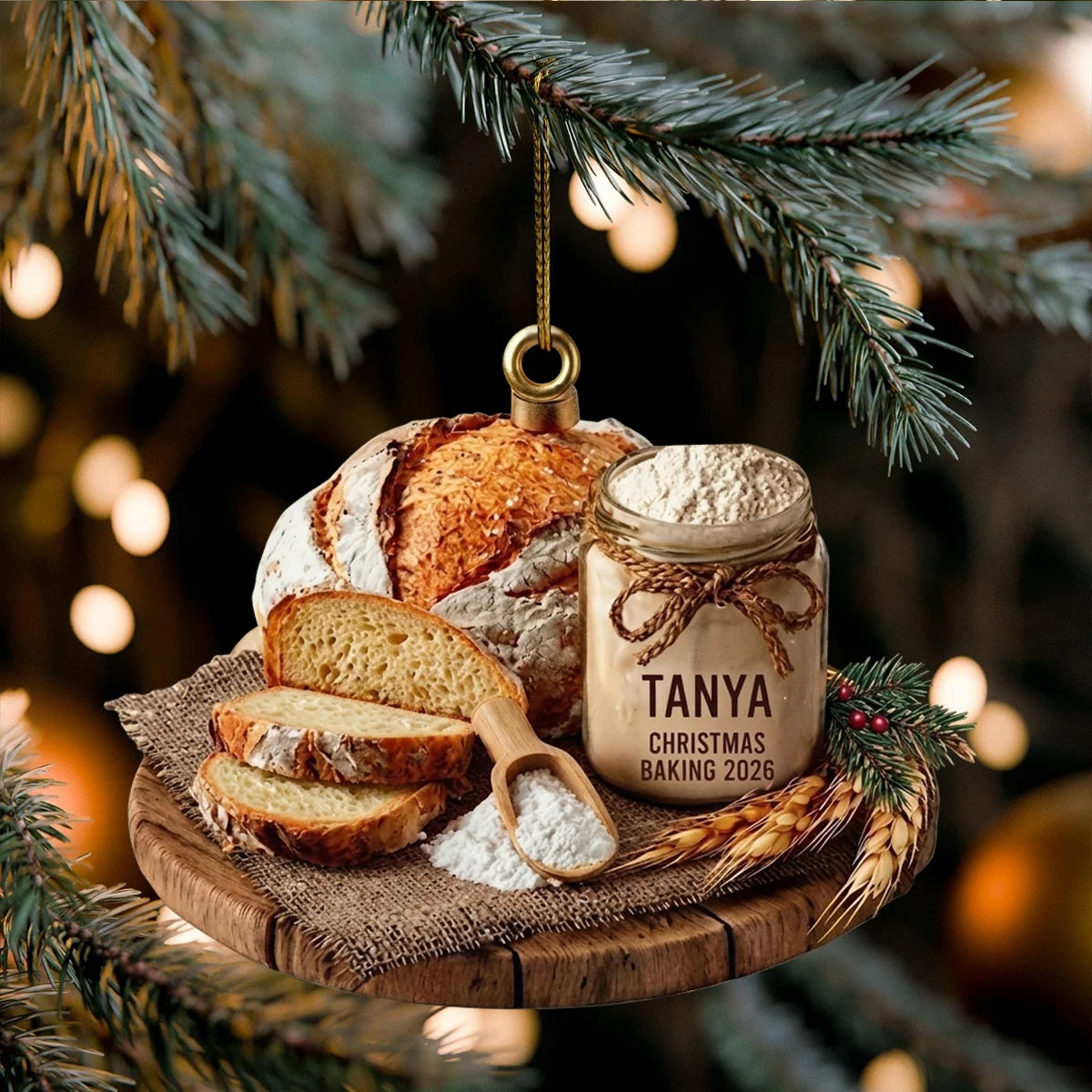 Custom Baker Flour Jar Acrylic Ornament - Personalized Christmas Keepsake Decor for Bakers