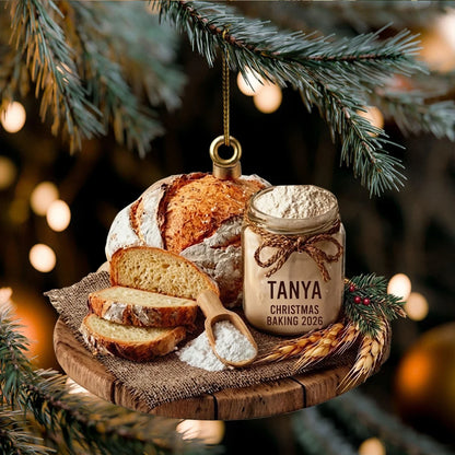 Custom Baker Flour Jar Acrylic Ornament - Personalized Christmas Keepsake Decor for Bakers