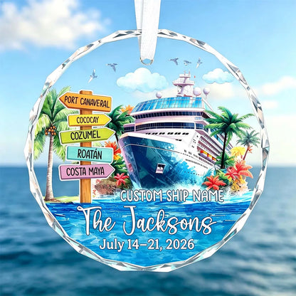 Custom Cruise Ship Name Glass Ornament - Personalized Family Cruise Vacation Keepsake Gift