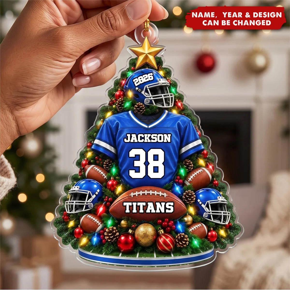 Custom Football Jersey Acrylic Ornament - Personalized Christmas Gift for Sports Fans